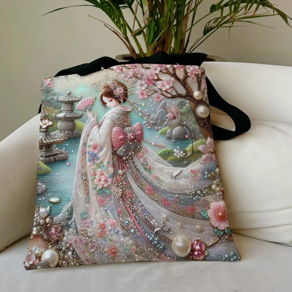 

4 шт., льняная большая сумка для японских девушек, большая вместительная женская сумка на плечо