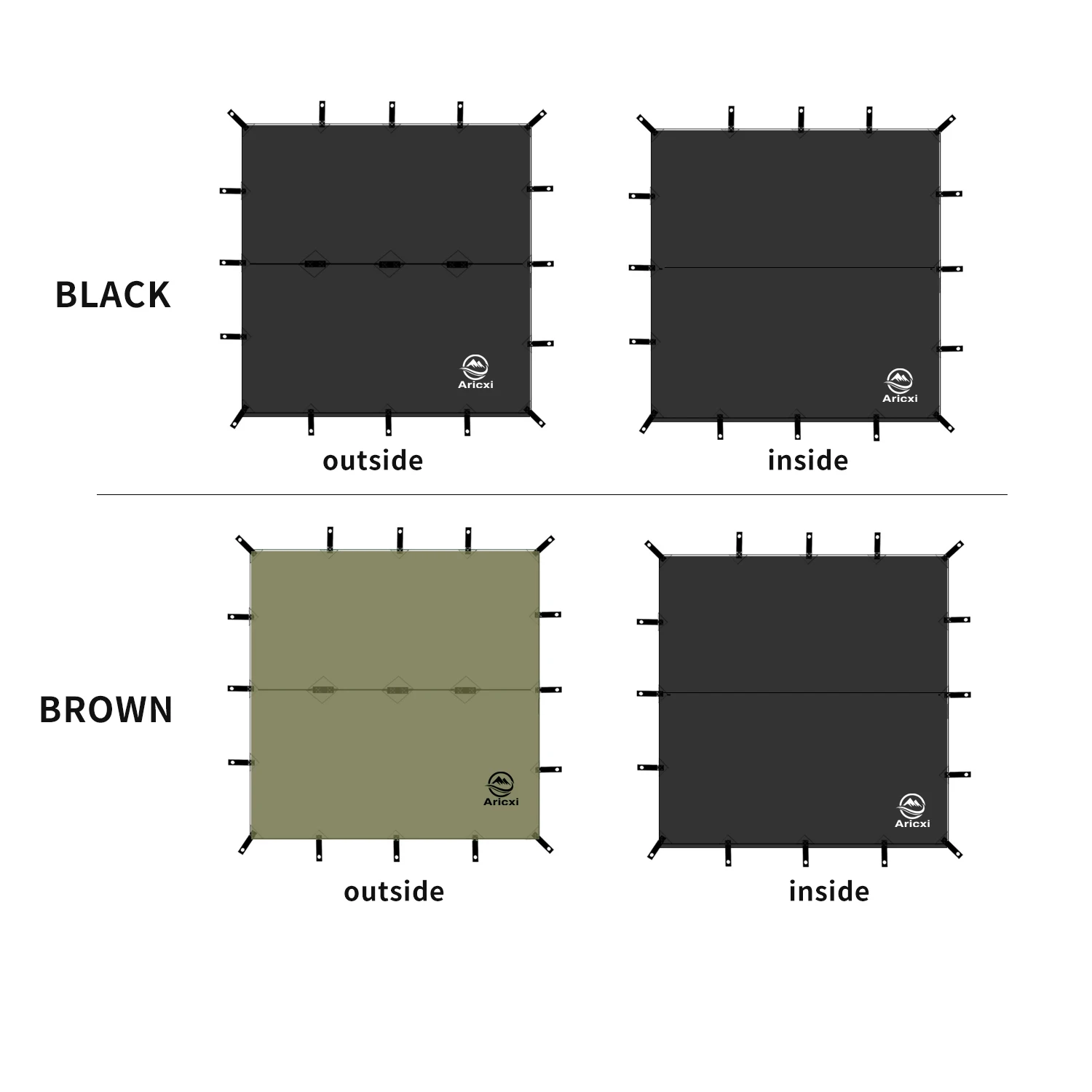 aricxi black coating tarp 8 / 19 hanging ponits 3x3m 4x4m outdoor camping sunshelter canopy