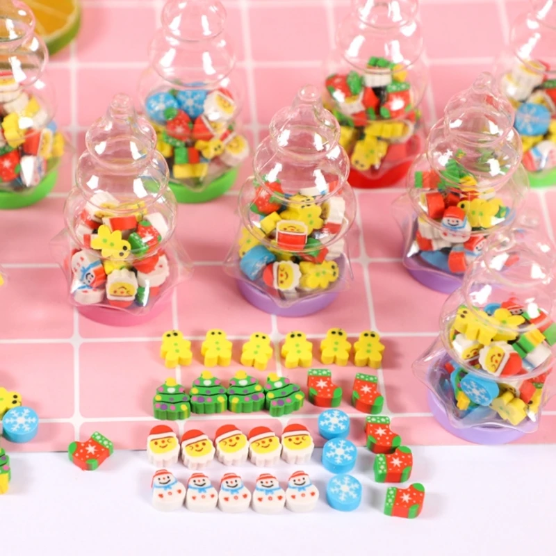 230 шт. рождественские ластики в бутылке для детей, мальчиков и девочек, праздничный подарок, резиновые ластики на тематику, для