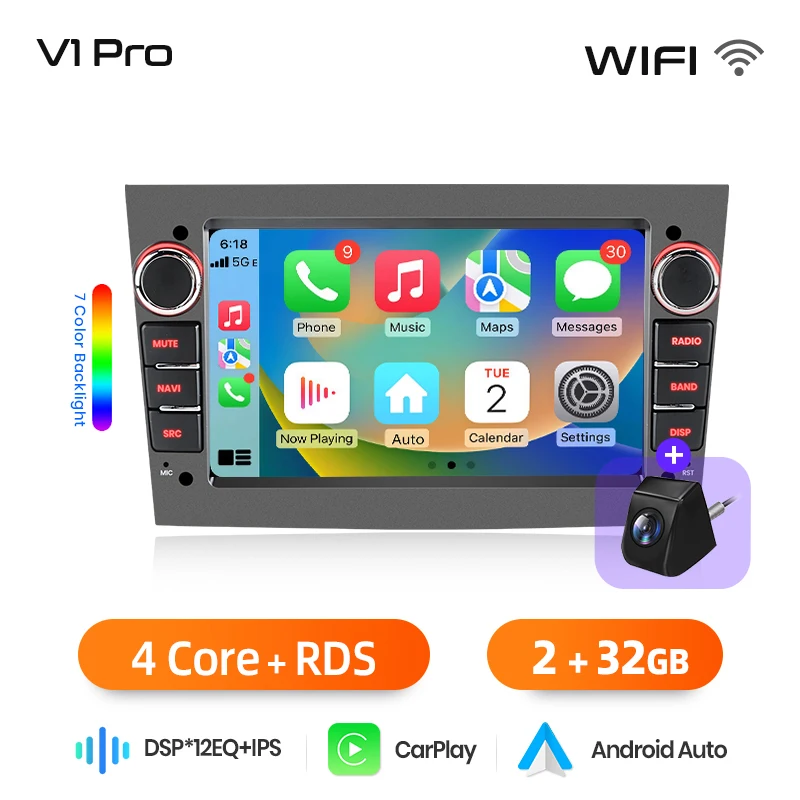 Junsun 7 inch Android autoradio voor Opel Astra H G J Zafira B Corsa C D Antara Vectra Vivaro CarPlay Auto IPS scherm stereo multimediaspeler automotive slimme intelligente systemen 2 Din autoradio