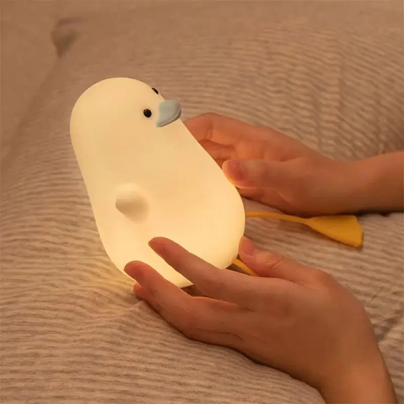 Imagem -06 - Portable Creative Led Cartoon Bedside Lamp para Crianças Silicone Night Light Abajur Cute Duck Gift Home Bedroom Bedside Table