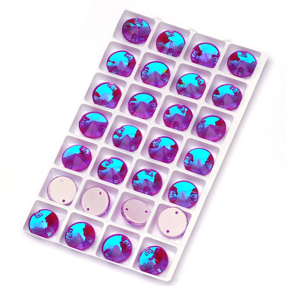 Neonfarbene Rivoli-Glas-Strasssteine zum Aufnähen mit Flachrückseite und neuen Kantenabschrägungen für Hochzeitskleid-Accessoires – Detail 17