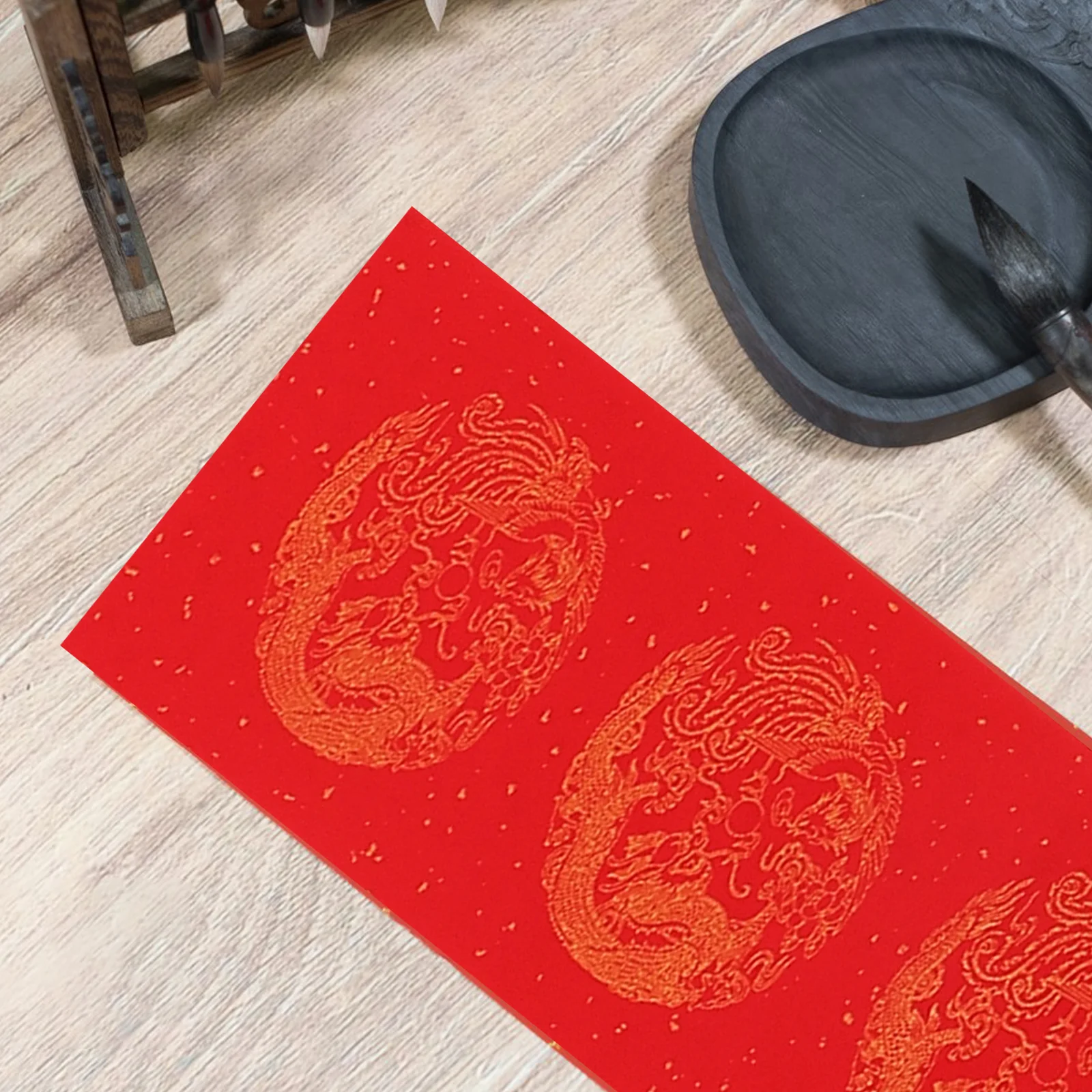 Papier de calligraphie portable pour la fête du printemps, écriture de couplet, style chinois, construction rouge, blanc, 5 ensembles