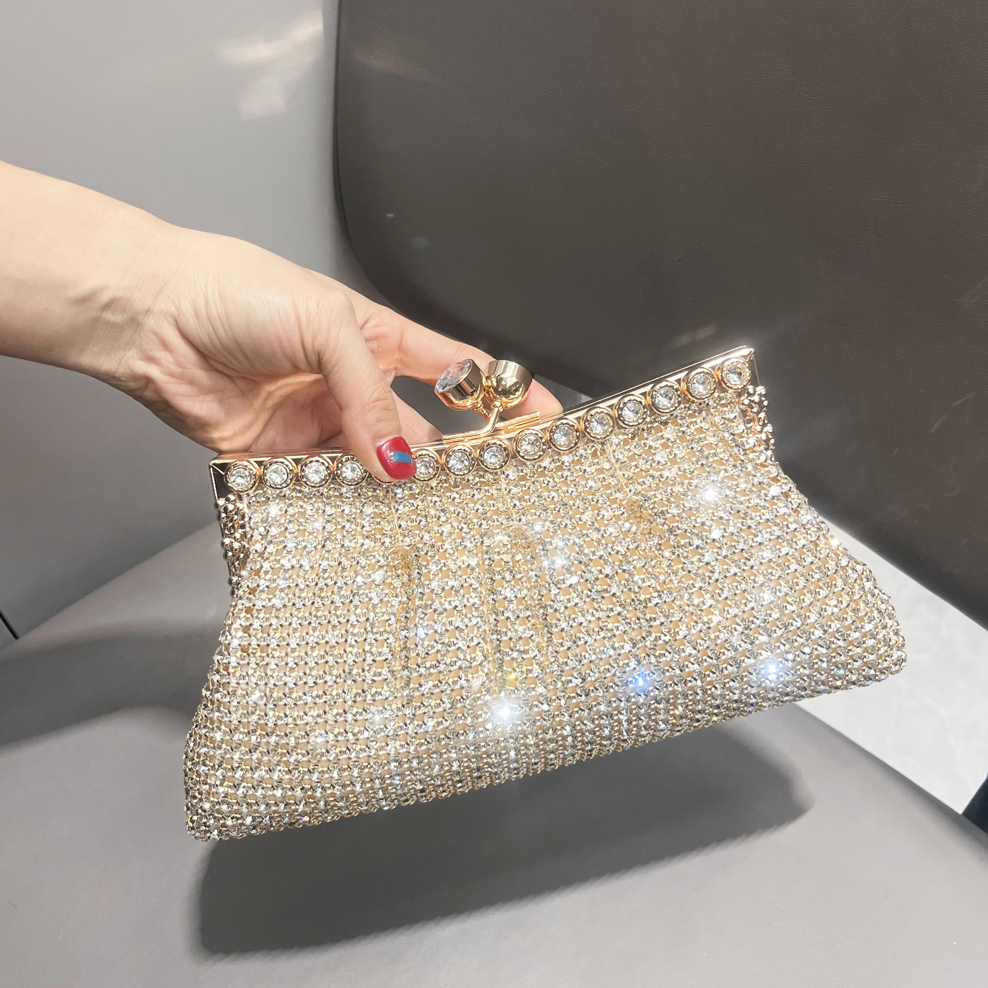 Handle Rhinestones Evening clutch Bag Purses and handbag luxury Designer shiny Crystal Clutch purse bucket bag shoulder bags