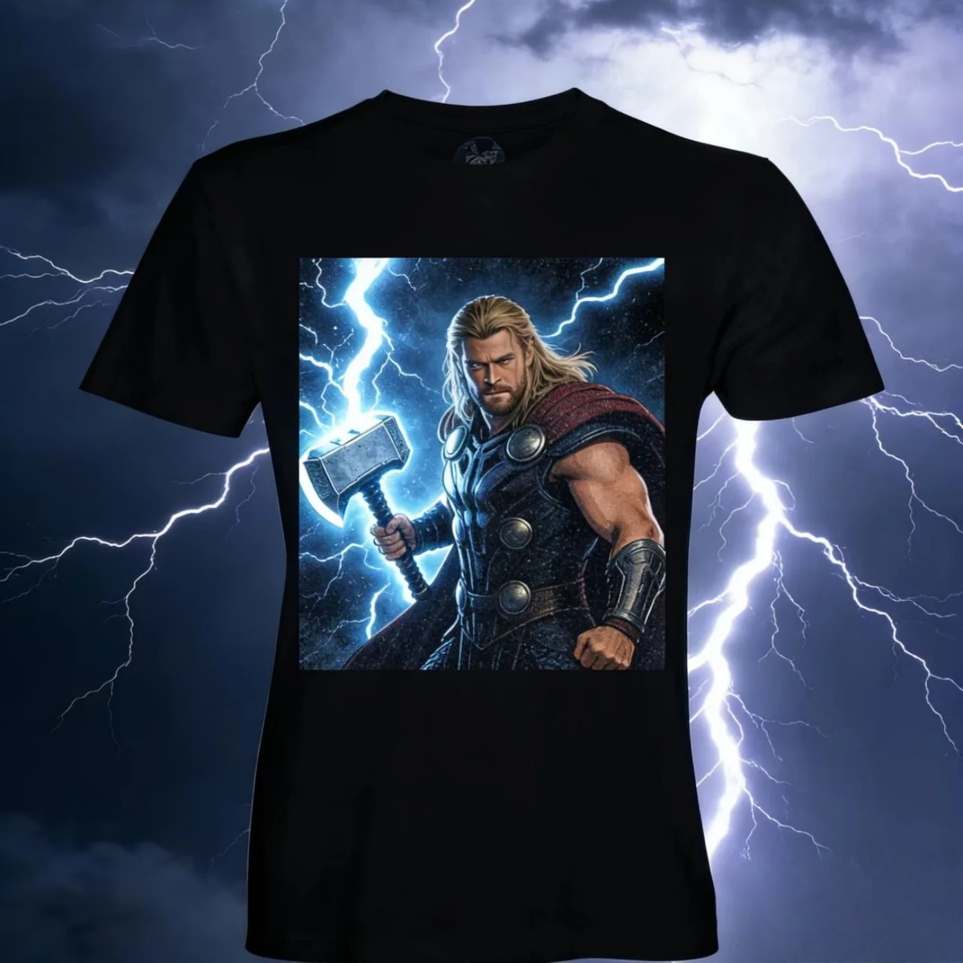 Marvel Thor Mjolnir T-shirt - Lightning Design Thor Superhero Pattern T-shirt - Avengers Series, Multiple Styles