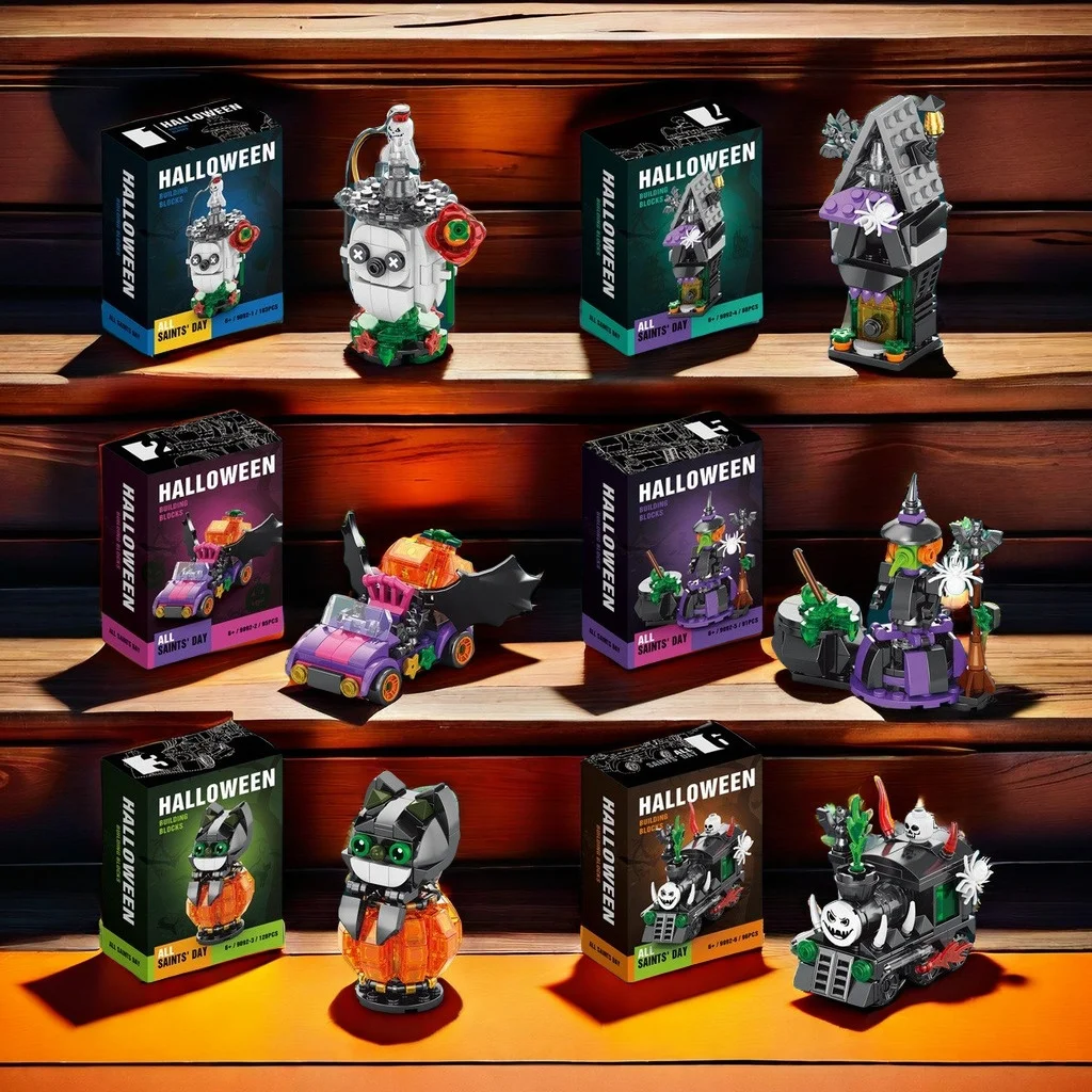 

Halloween series assembled building block set toy haunted house ghost figurine model children's puzzle gift mould king