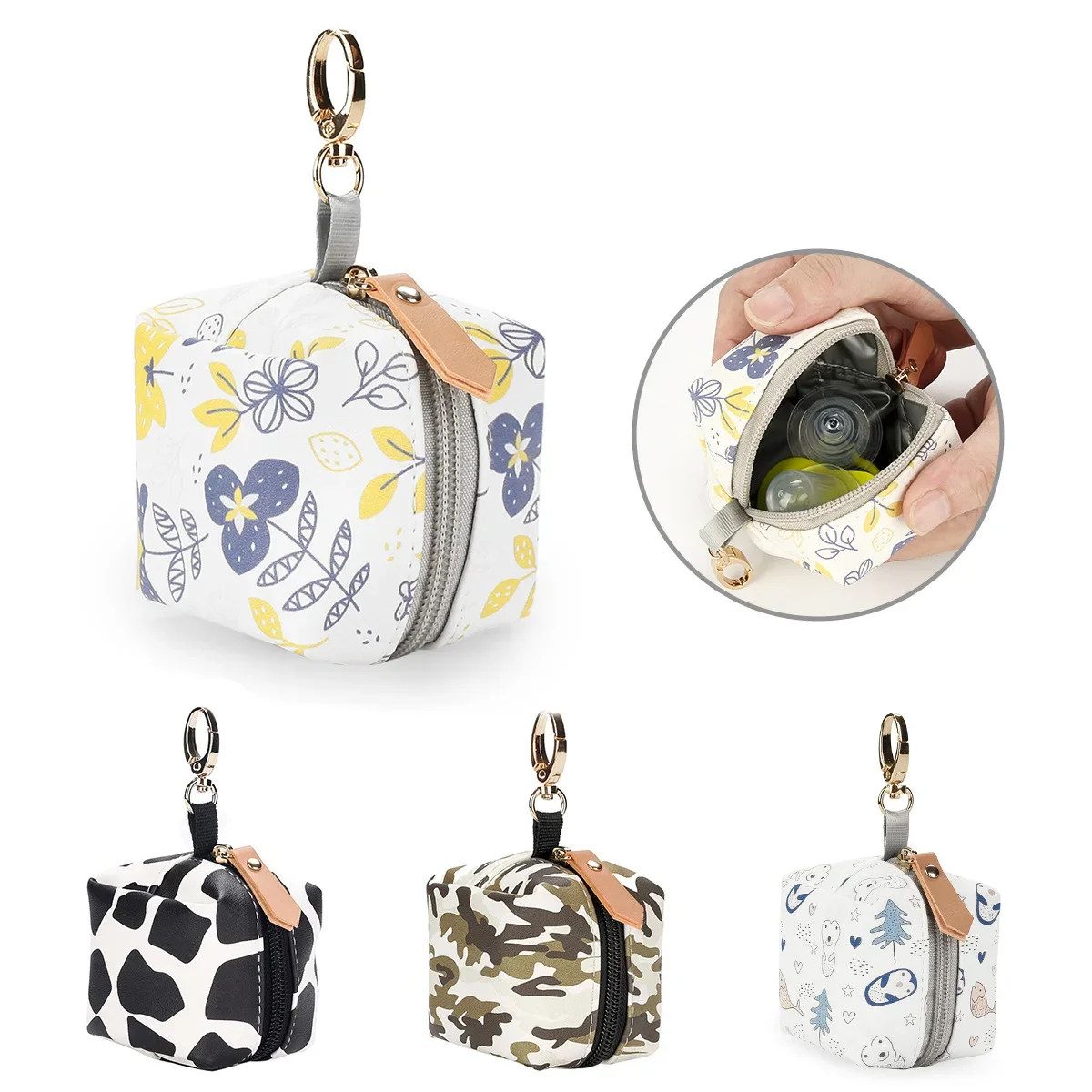 Новая сумка для мамы, водонепроницаемая сумка для соски из искусственной кожи, портативная детская коляска, чехол для хранения сосков, многофункциональная сумка для хранения на молнии