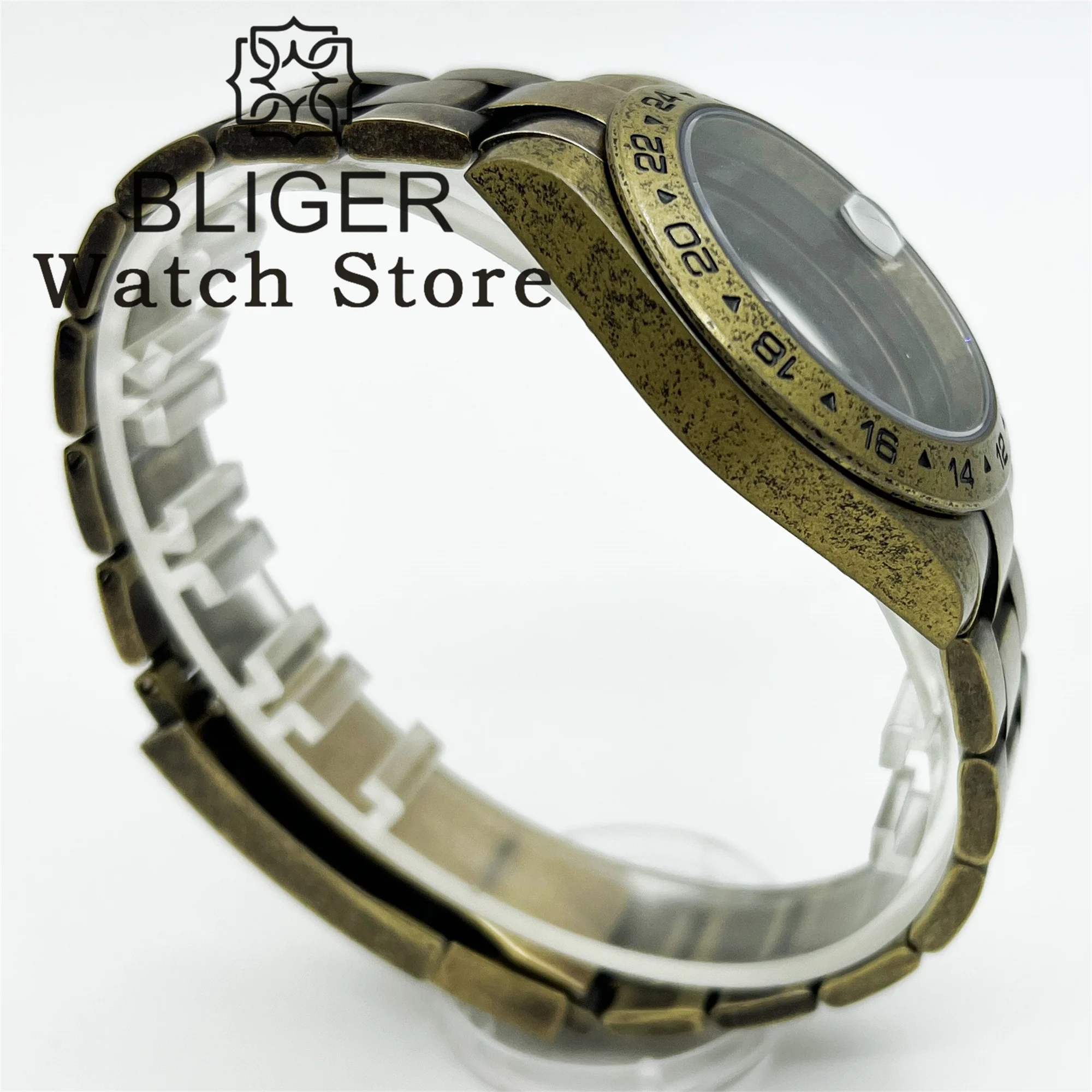 BLIGER Bronze Retro 40mm Watch Case Sapphire Crystal For Explore 2 Fit NH34 NH35 NH36 NH38 ETA2824 PT5000 Movement Screw Crown