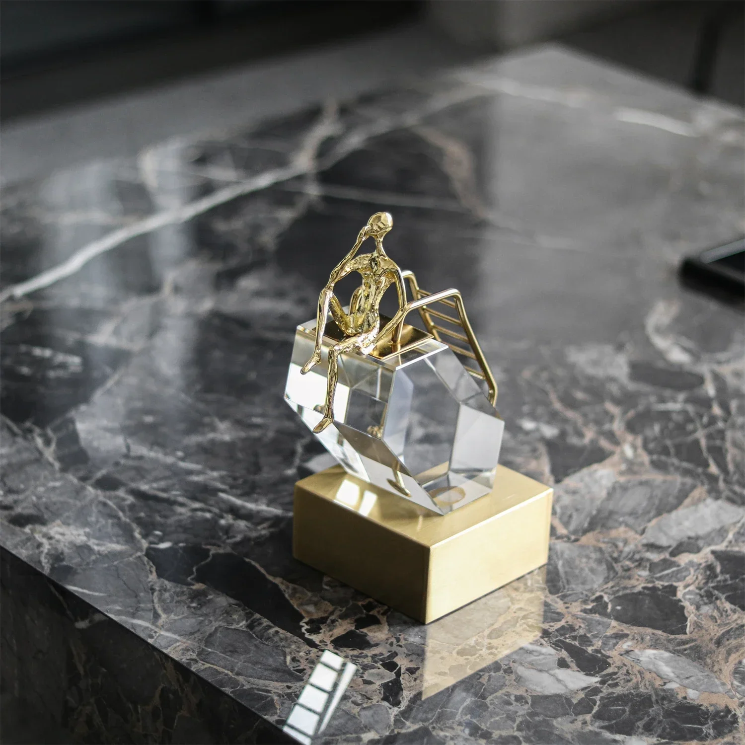 Metal Ascendant Desktop Ornamentfor Office Decor Art Home Crystal Sculpture Decorative Accessories