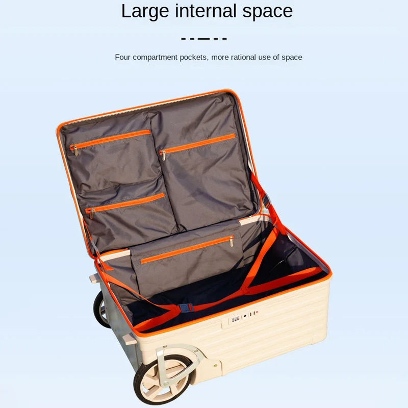 Valigia da campeggio per bagagli da esterno da 20/24 pollici Trolley con cerniera per PC con ruote grandi Valigie per bagagli con portabicchieri