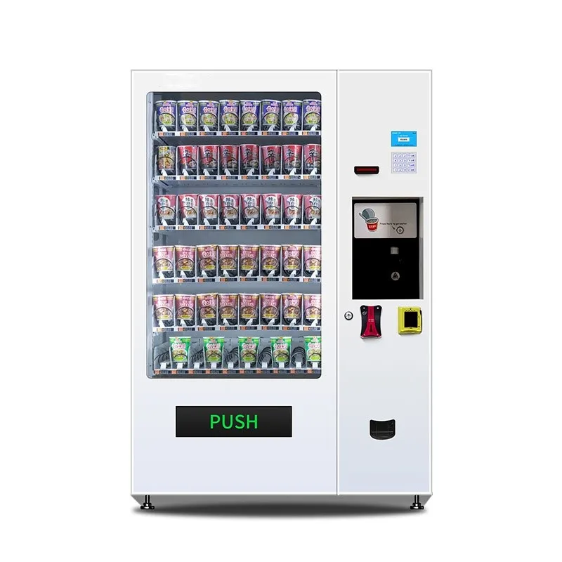 

Cup Noodle Vending Machine 21.5 Inch Touch Screen Cash Coin And Card Reader With Hot Water Fast Food Vending Machine