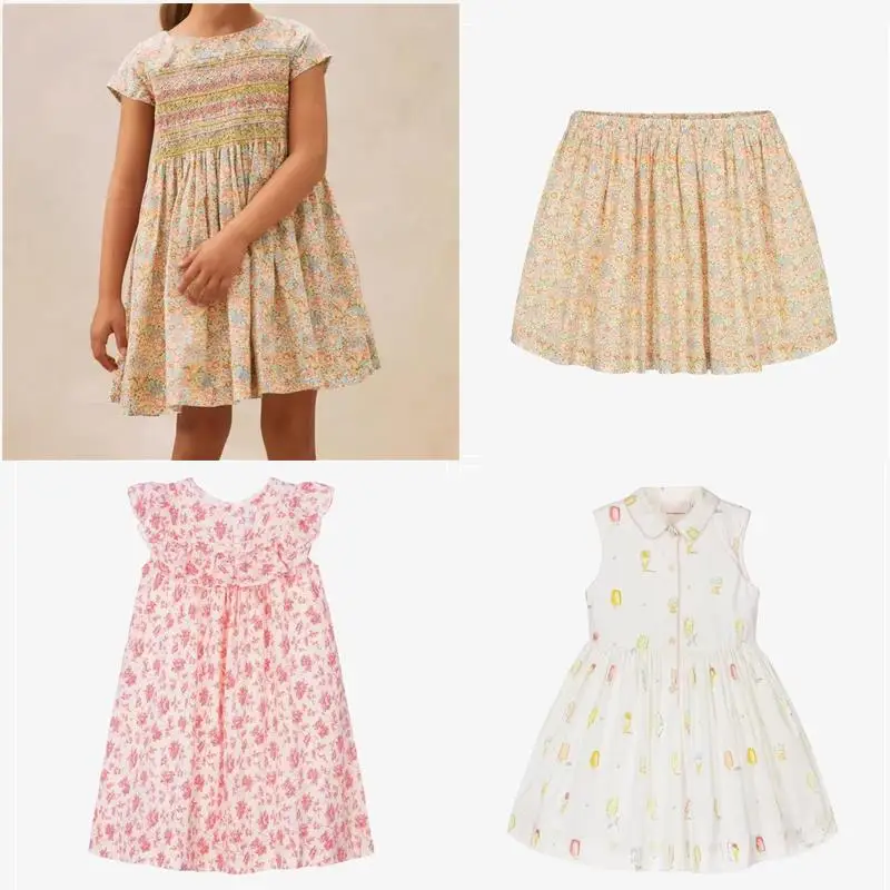 

Новое платье вишневого цвета для девочек с круглым вырезом, летнее хлопковое платье принцессы с короткими рукавами для девочек, желтое платье с цветочным принтом, детская одежда