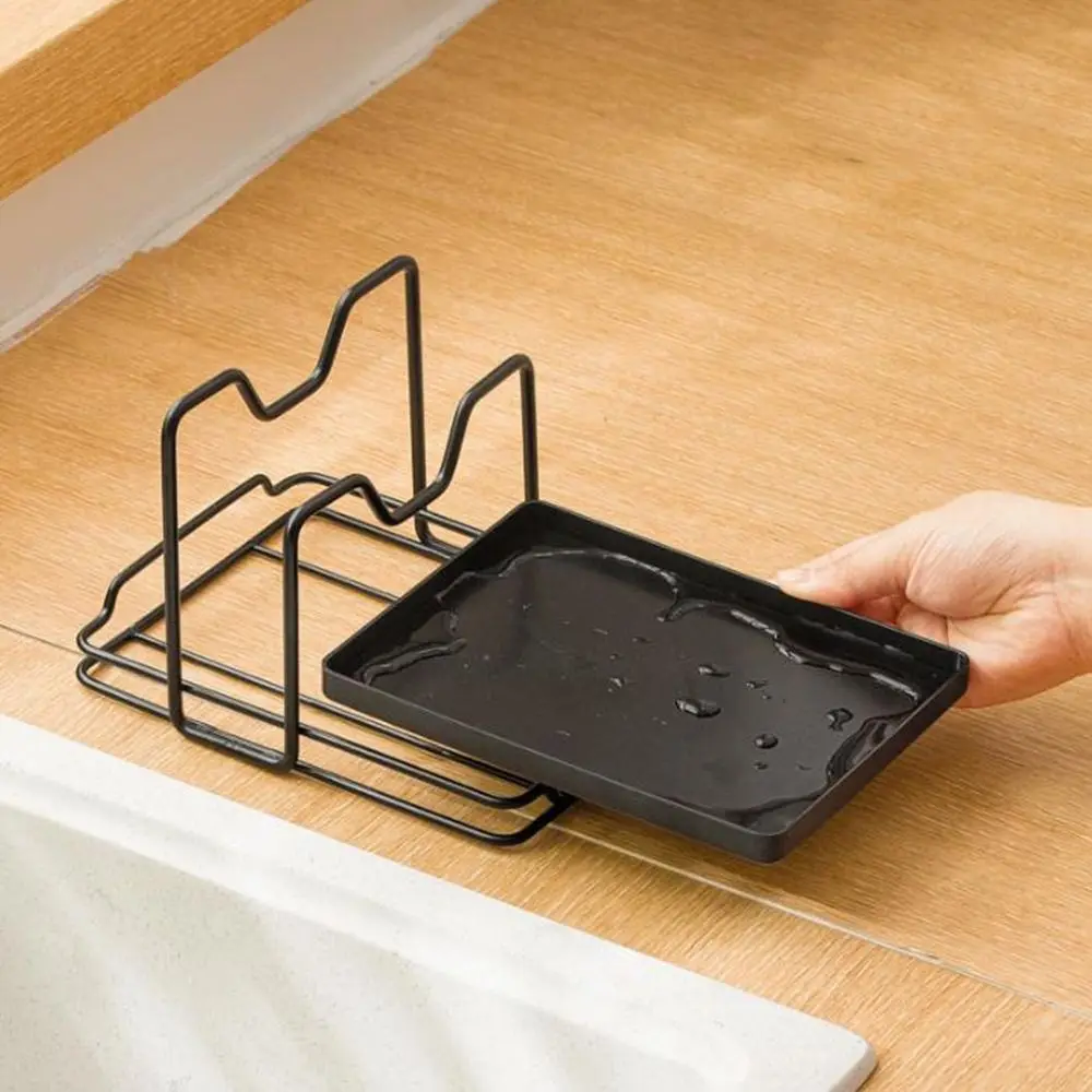 

Iron Pot Lid Storage Rack Lightweight Space Saving Pan Pot Lid Holder Rustproof Anti-slip Shovel Spoon Rest Cabinet