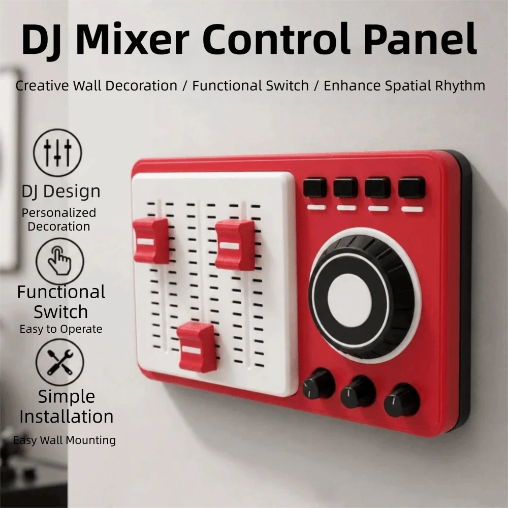 3 Switches Light Switch Guard Covers Vintage 3D Printed Joystick Switch Stickers DIY Self-Adhesive Switch Frame Cover
