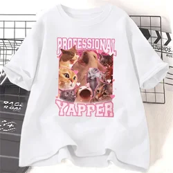 Professional Yapper Meme Cat top women streetwear Tee girl graphic manga y2k clothing