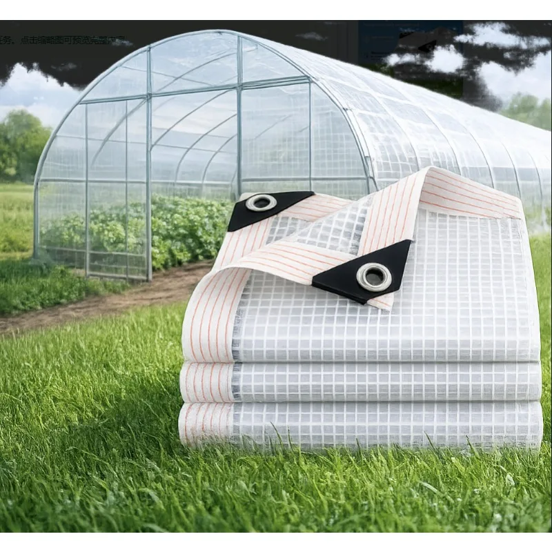 Transparent Heavy Duty Rainproof Fabric with Grommets Durable Mesh Tarp with Taped Edge for Plant Pergola Porch Greenhouse