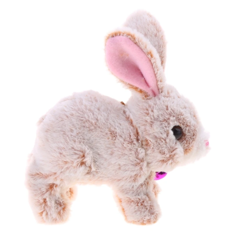 Conejo peluche electrónico para mascotas, Animal relleno, conejo que camina y ladra, muñeco peluche bonito, juguete para