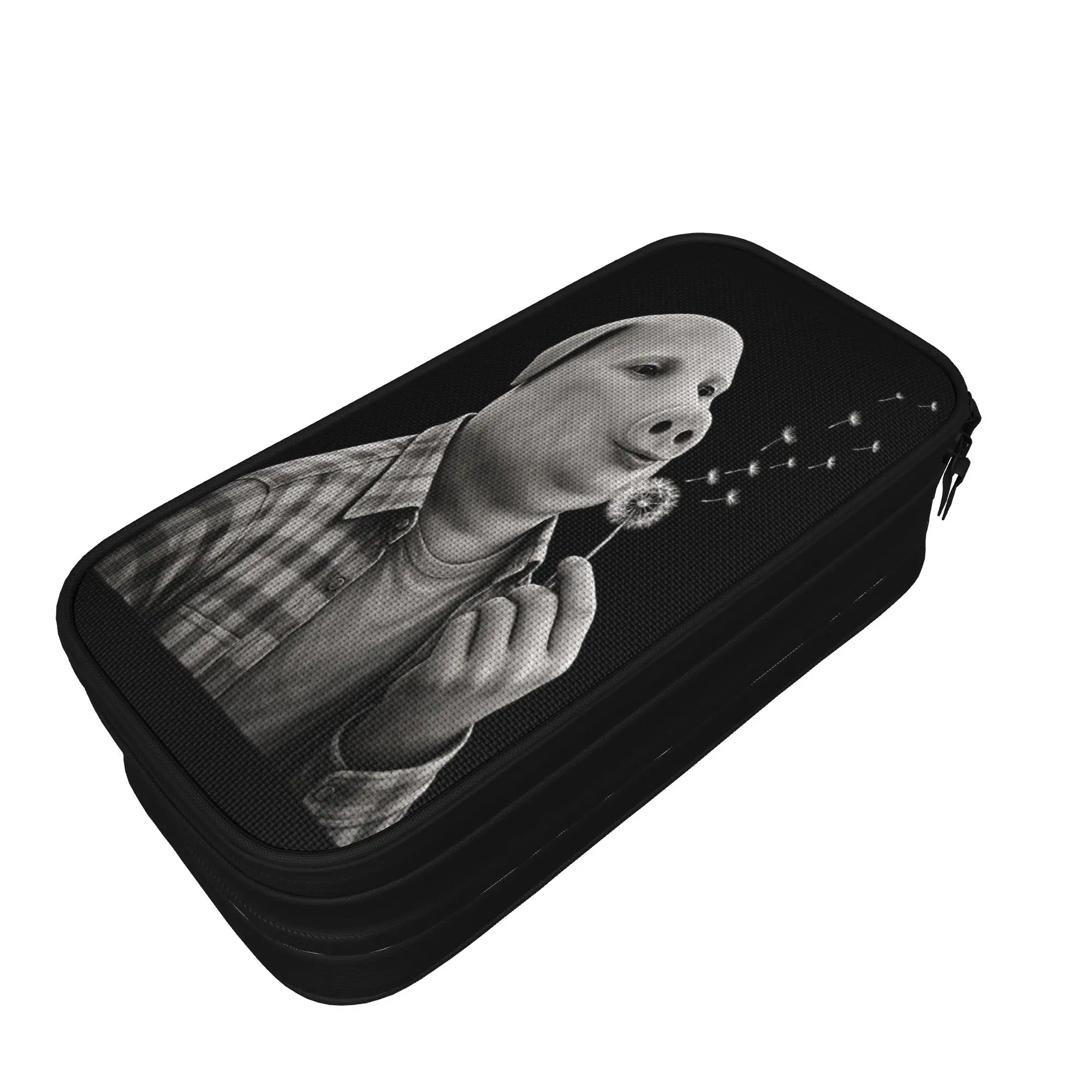 John Pork Blowing Dandelion Wishes Funny Meme Internet Pig Pencil Case Girls Boys Vintage Pencil Box Graphic School Pencil Cases