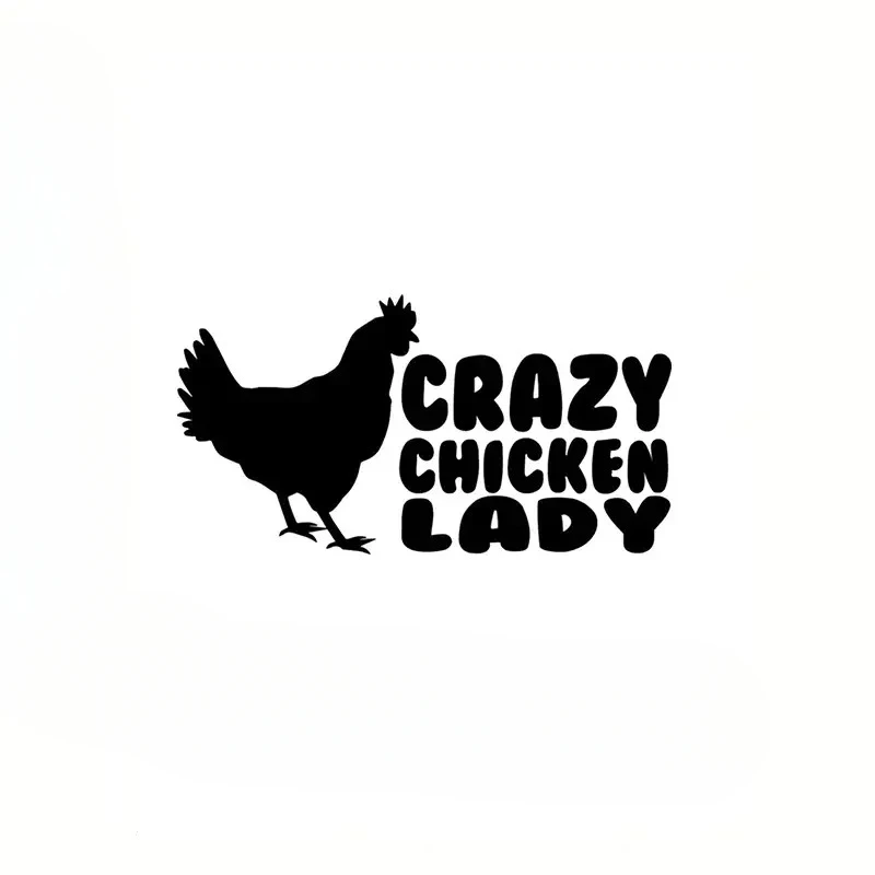 Crazy Chicken Lady Die Cut Car Sticker For Laptop Bottle Truck Phone Motorcycle Van SUV Jeep Paint Window Wall Cup  15CM PVC KK