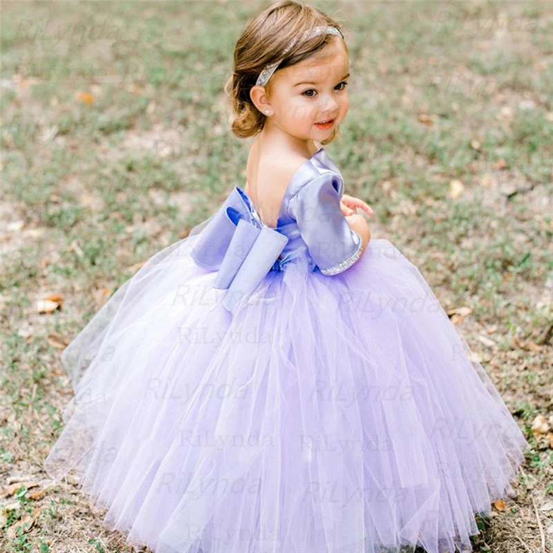 Glitter Girl Party Dresses One Shoulder Puffy Girl Princess Dress Aline Bow Girl Birthday Dress Backless Baby Girl Dress