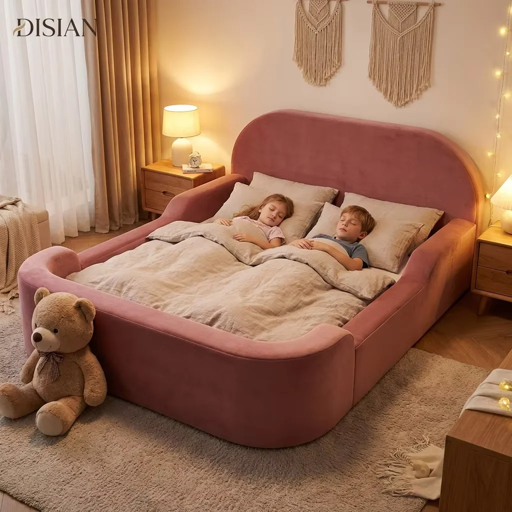 Extra‑Wide Double Sleeper Floor Bed, Frameless Soft Full Polyester Kids Mattress Bed for Toddler Siblings Bedroom Play Furniture