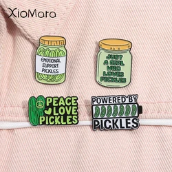 Emotional Support Pickles Enamel Pins Cucumber Positive Energy Quotes Metal Brooches Lapel Badge Funny Jewelry Gift for Friends