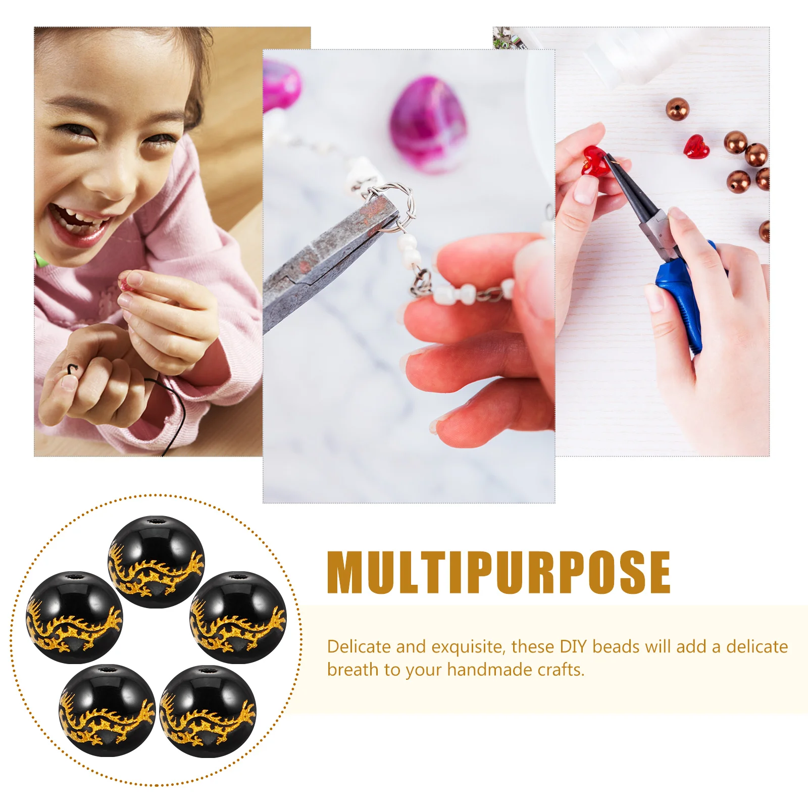 

38Pcs Dragon Shaped Agate Beads Carved Round Beads for DIY Bracelet Necklace Crafting Dragon Bead DIY Delicate Small Bead