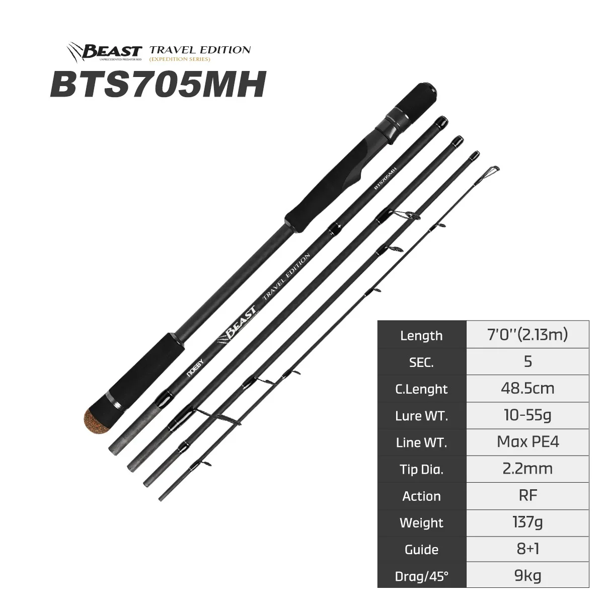 NOEBY Beast Predator Travel Fishing Rod 1.83m 2.13m MH