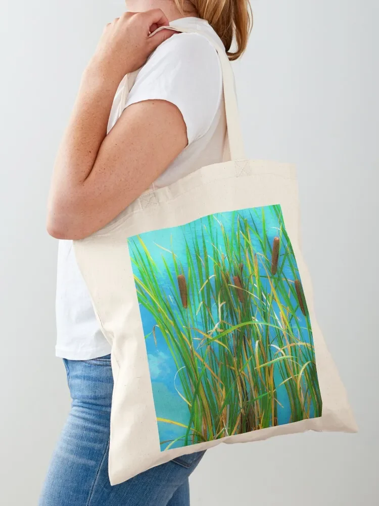 

Cattails on a pond near Cloudcroft, N.M. Tote Bag Gift bag personalized tote bag tote men