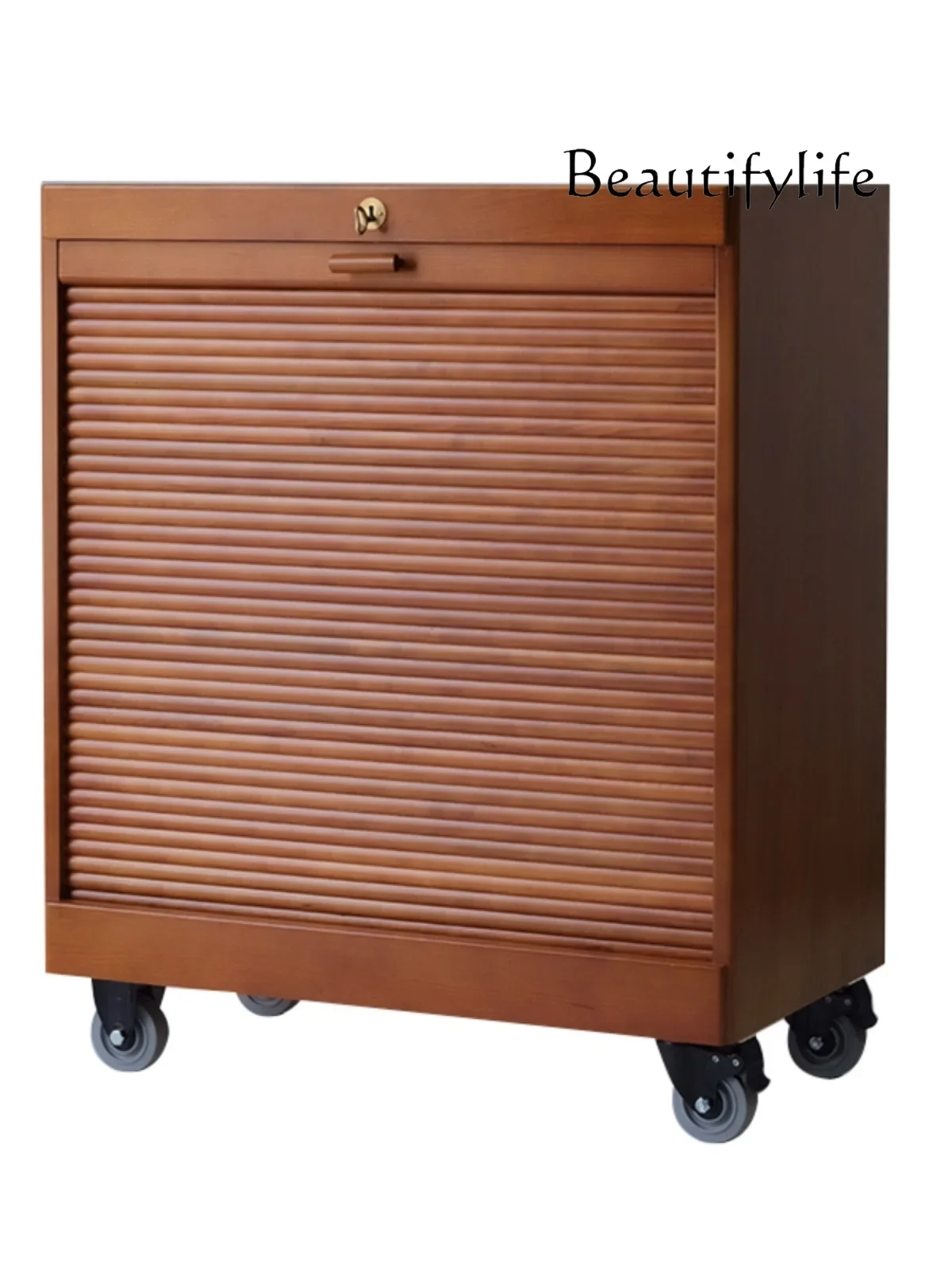 File cabinet, retro locker, cherry wood medieval cabinet, rolling shutter door, sundry side cabinet