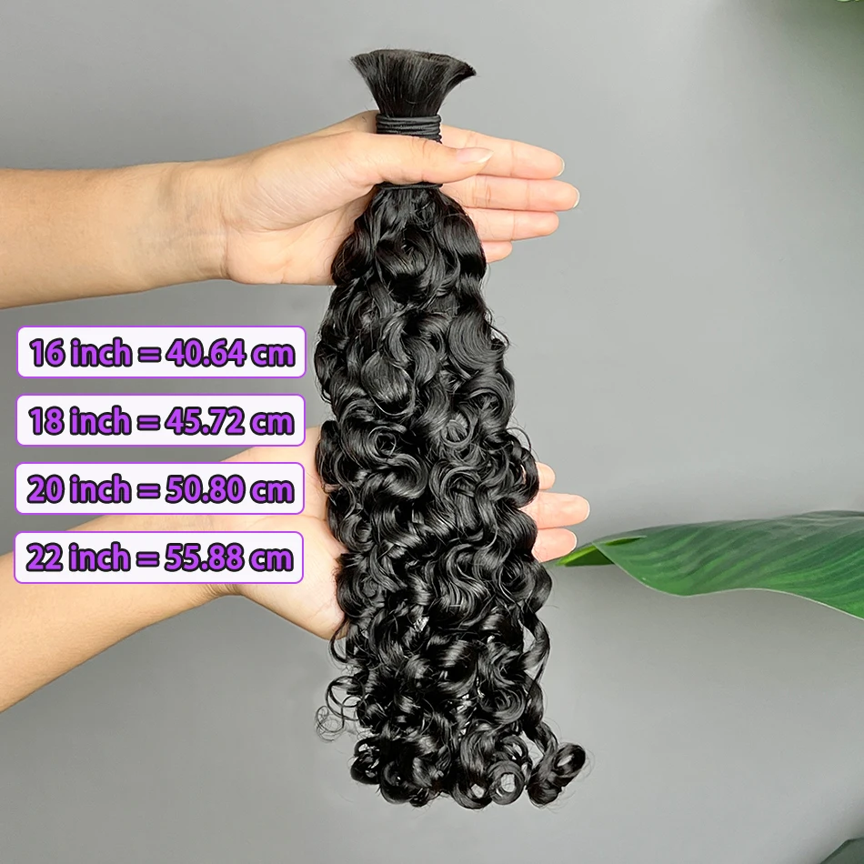 Extensión rizada birmana del cabello humano a granel del pelo trenzado 100 gramos # 1B color negro natural sin trama trenzas de cabello virgen crudo Boho