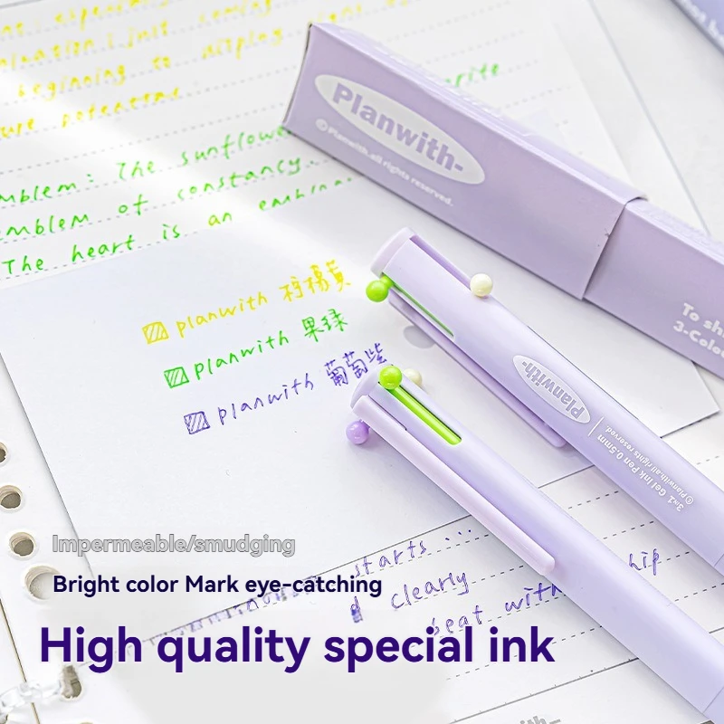 1PC Gel Pen Triangular Multi-Color Pen High Aesthetic Value Student Notes Colored Press Neutral Pen