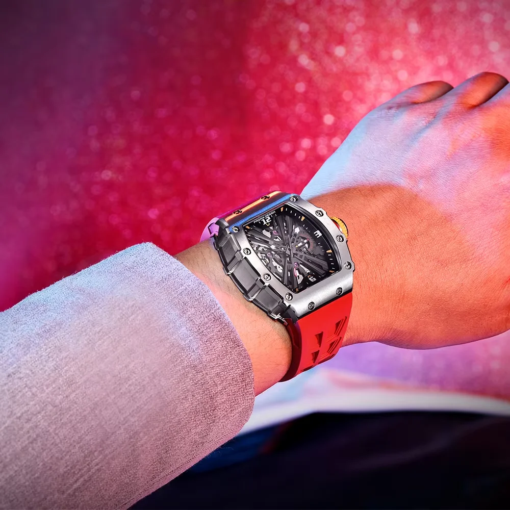 PAGANI DESIGN Luxury Mens Quartz Watches Barrel Shape Waterproof Wrist Watch For Men VH65 Silicone Luminous Sapphire Mirror