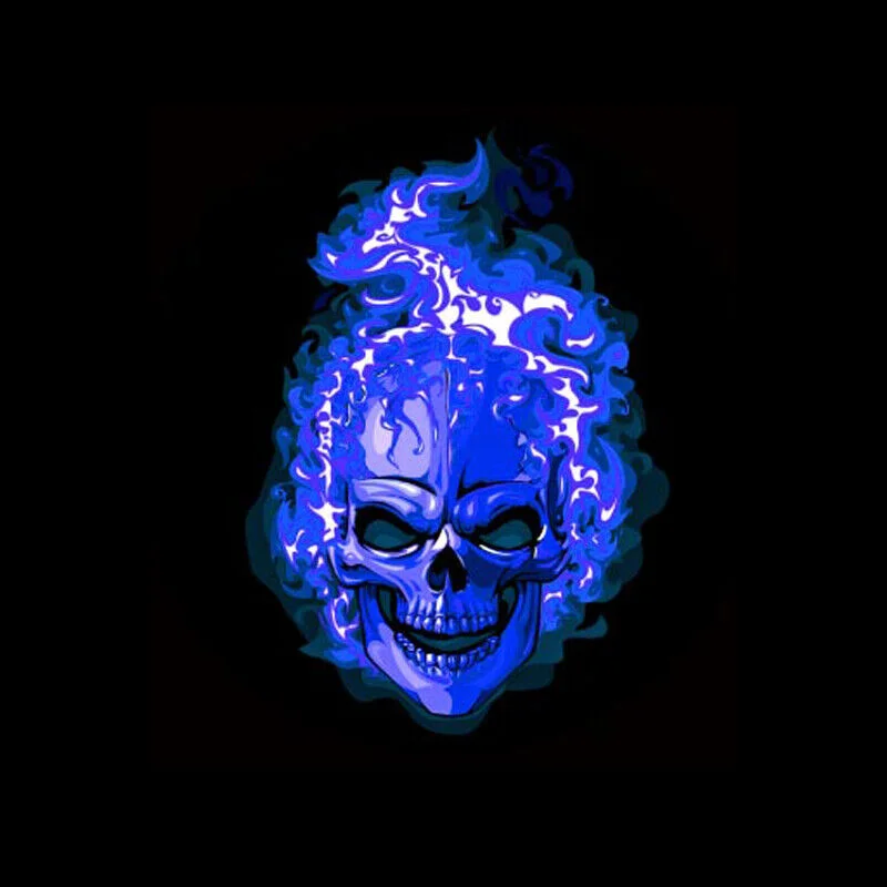 2pcs Blue Skull Logo Car Door Wireless LED Shadow Projection Welcome Laser Light Universal