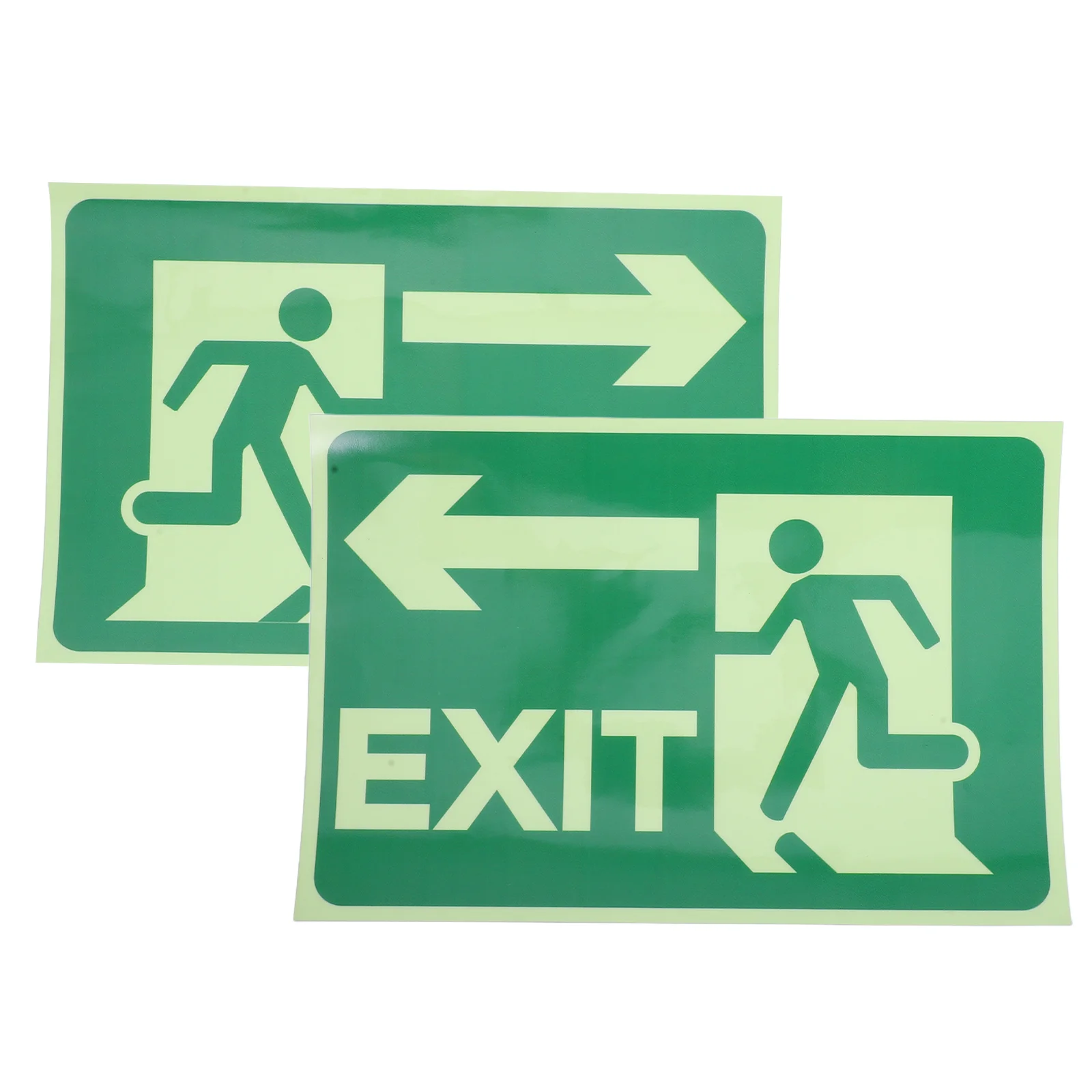 

2 Sheets Glow-in-the-dark Logo Emergency Signage Exit Sticker Stickers Visibility Signs Polyethylene Reflective Film Indoor