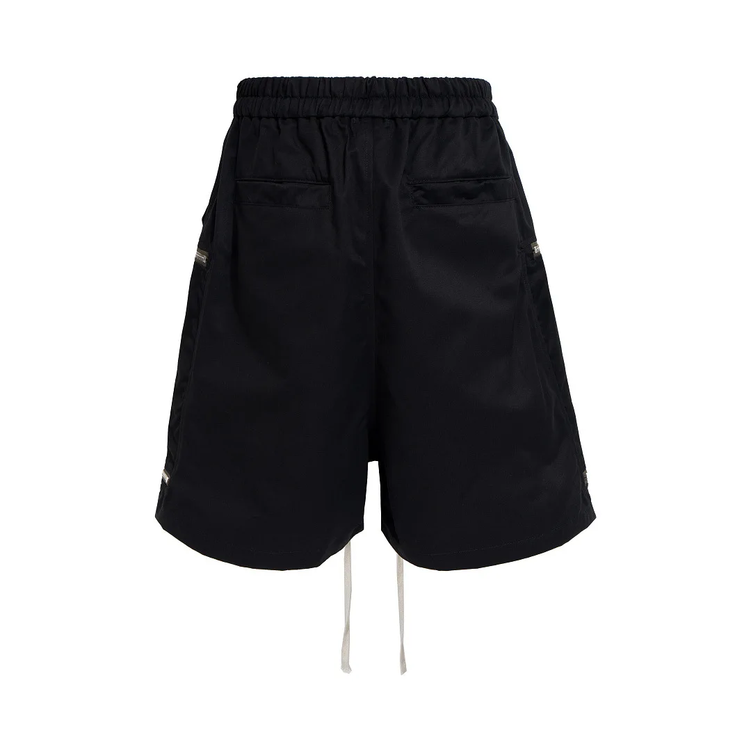European & American High-street Vintage Drawstring Loose Diamond-shaped Large Pocket Multi-zip Denim Shorts Hip Hop High Street