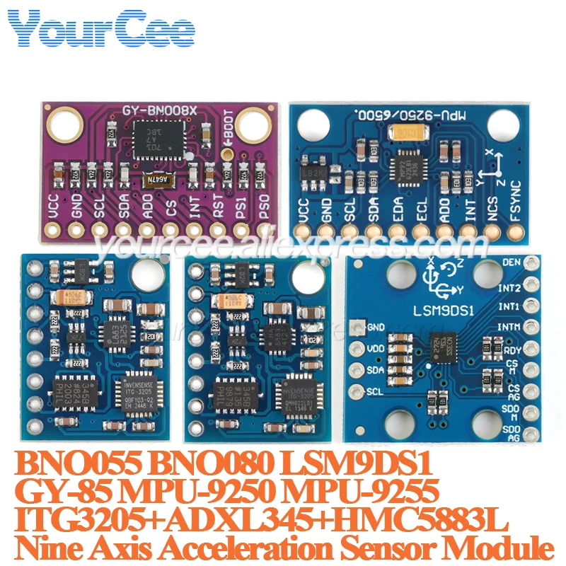 5pcs/1pc LSM9DS1 nine-axis Sensor Module 9-axis IMU Accelerometer Gyroscope Magnetometer GY-BNO080 9DOF MPU-9250 MPU-9255 BNO055