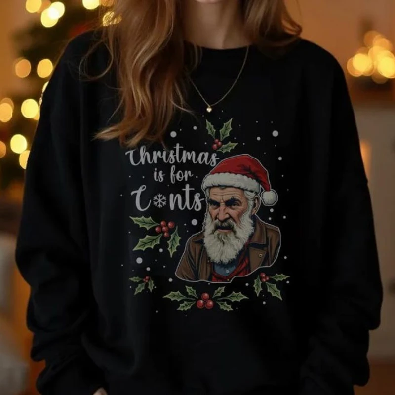 

Jim Brassic Merry Christmas is for C*nts Забавный новый рождественский джемпер, осенне-зимний свитшот, термотолстовка с длинными рукавами