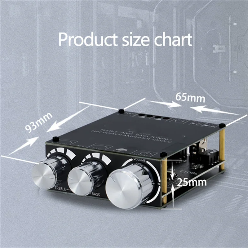 Bluetooth 5.0 100W+100W Power Subwoofer Amplifier Board 2.1 Channel Class D Home Audio Stereo Equalizer Amp XY-T100L