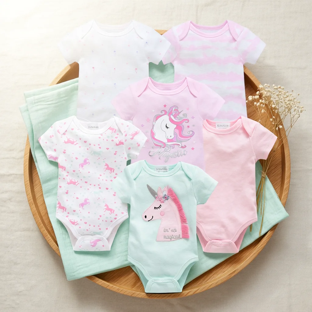 3/6 pçs por lote roupas de bebê meninas pour nouveaux algodão manga curta menina bodysuit 0-12 meses recém-nascidos meninos roupas da criança