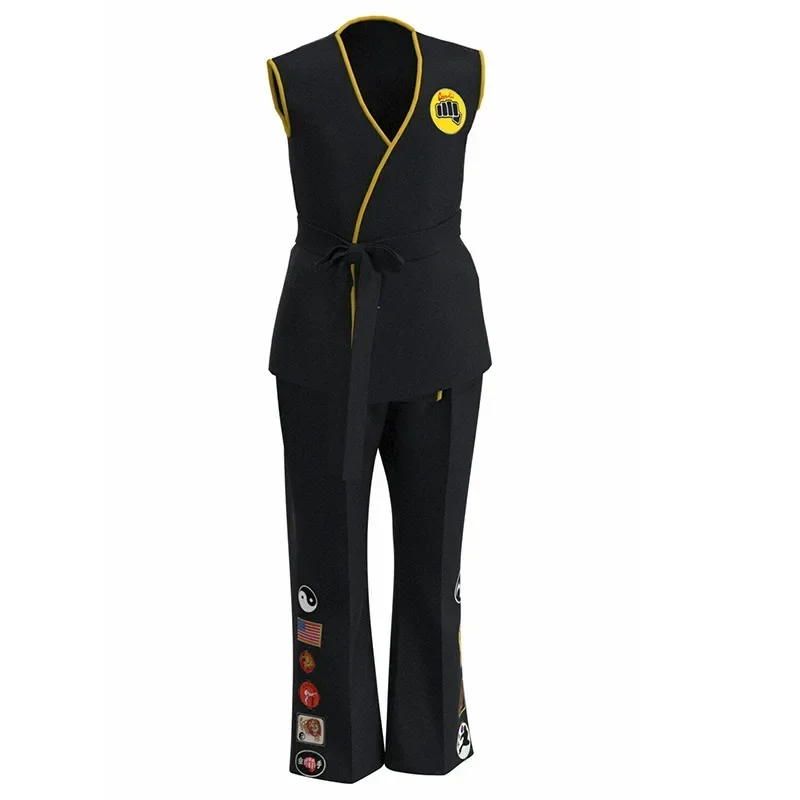 Karate Kids KOF Cobra Kai Cosplay Costume Adult Black Kimono Uniform Headband Anime Cos Halloween Party Suit Tracksuit view 3