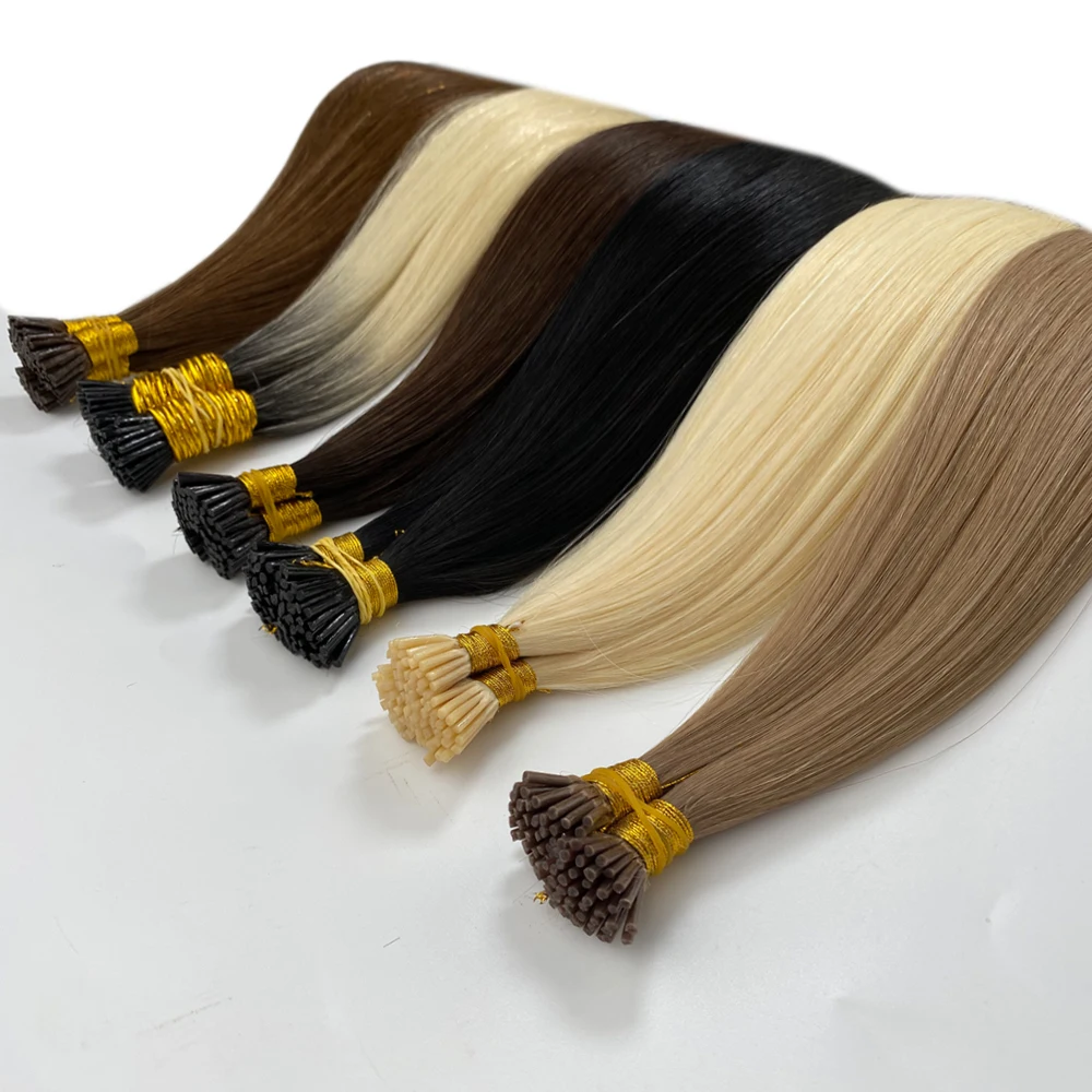 100% 本物の I チップ人毛エクステンション ストレートヘアエクステンション バルクヘア I チップ ナチュラルヘアエクステンション ナチュラルフュージョンヘア