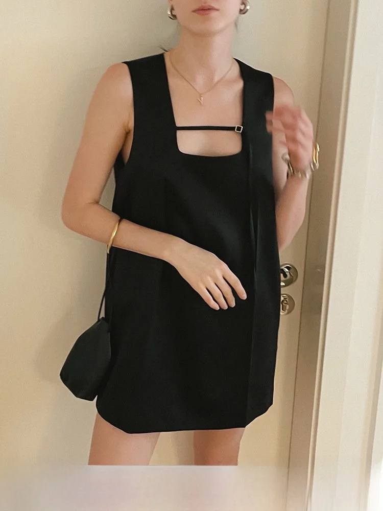 

SOTHEA Модное женское летнее платье миди из матового атласа с квадратным вырезом, А-силуэт, из полиэфирного волокна