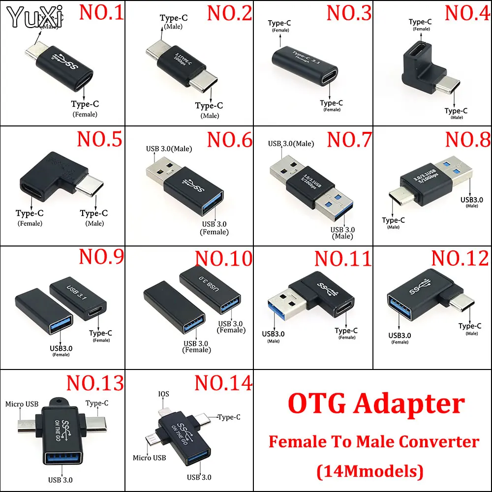 OTG Adapter USB 3.1 Type C Female To USB 3.0 Male Converter 10Gbps Type C to USB 3.0 90 Degrees Angled For USB C OTG Connector