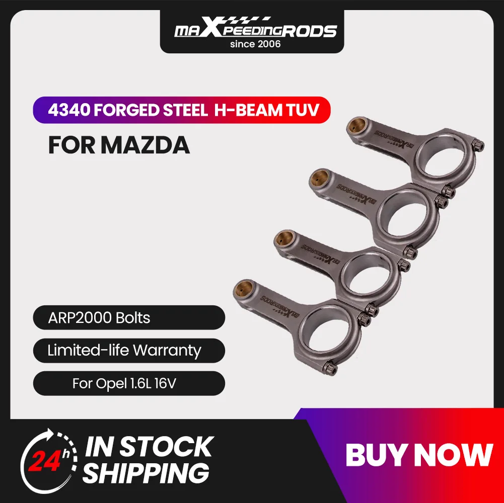 H-Beam Connecting Rods for Mazda 323 BG/323F BG Models B6F 1989-1994 Conrods H-Beam or BP 1.8 Engine ARP 2000 Bolts piston 