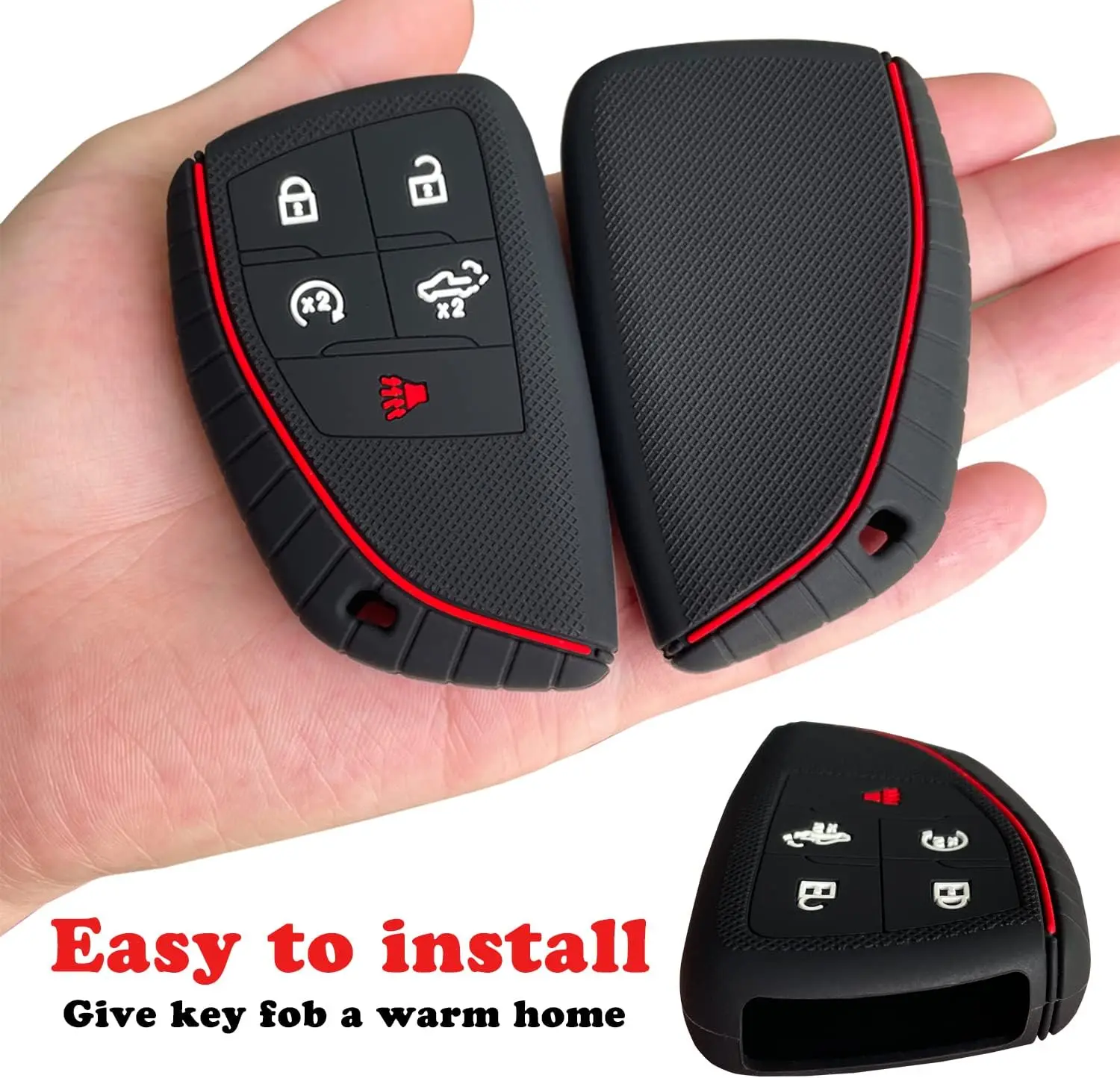 Soft TPU 6-Button Car Remote Key Fob Protective Cover Case for Buick Envision, Chevrolet Corvette Suburban Tahoe, GMC Yukon