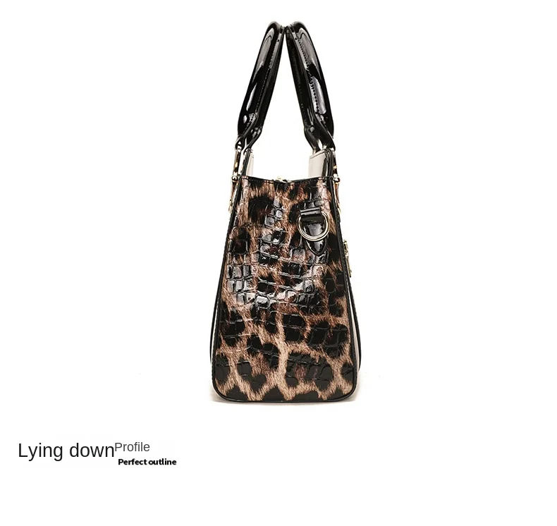 Genuine Leather Leopard Print Women\'s Bag 2024 New All-Match Women\'s Handbag Large Capacity Leather One-Shoulder Messenger Bags