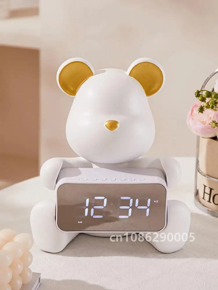 Cartoon Violent Bear Electronic Alarm Clock Living Room Bedroom Bede Table Desktop Watch Luminous Mute Digital Decoration Clock