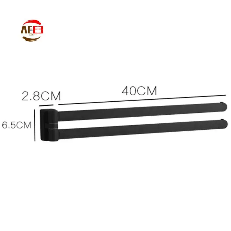 

AEE3-Swivel Towel Bar Movable Double Towel Rails Chrome Polished Matt Rubber Black Bathroom Accessories