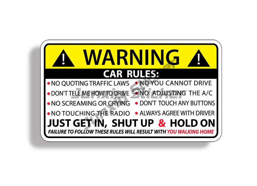 

Car Safety Warning Rules Stickers Funny Vinyl Window Graphics Bumpers